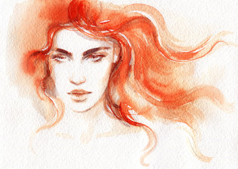 beautiful woman. fashion illustration. watercolor painting

