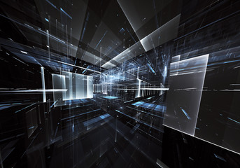 Abstract technology 3D illustration. Pattern, flyer, banner, graphic design