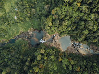 waterfall from above with a drone - aerial - canada