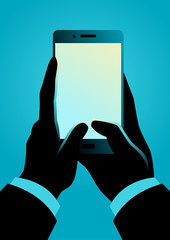 Man hand holding smartphone