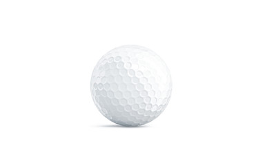 Blnk white glof ball mockup, stand isolated, front view,3d rendering. Empty golfing sphere mock up. Clear sport plastic round bal template.