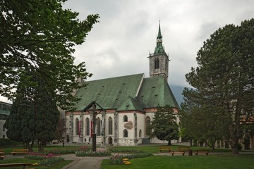 Fototapeta na wymiar St. Mary church built for silver mine workers in Schwaz, Tyrol, Austria