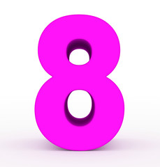 number 8 3d purple isolated on white