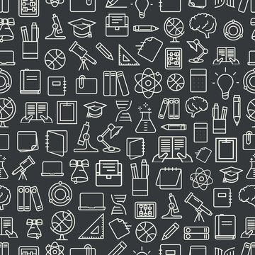 Different network app icons vector seamless pattern. Back to school