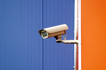 Camera surveillance on the wall of the building