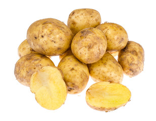 Potato tubers isolated on white background