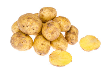 Potato tubers isolated on white background