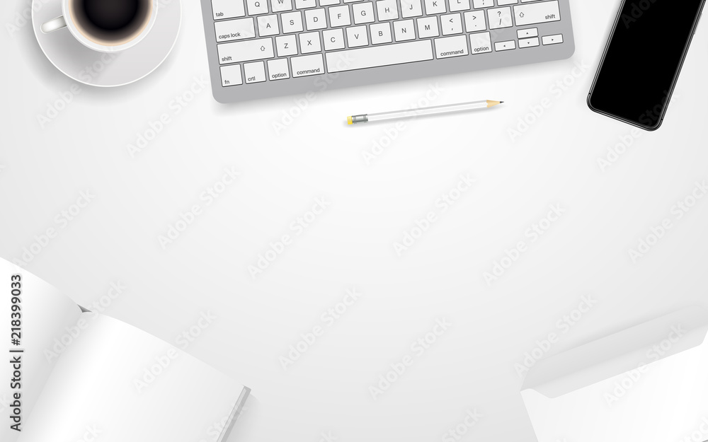 Poster office workplace with different business accessories. template for a text