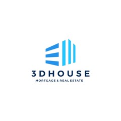 3d perspective house home mortgage architecture logo vector icon