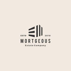 3d perspective house home mortgage architecture hipster vintage logo emblem vector icon