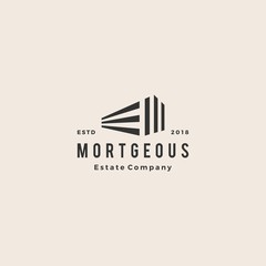 3d perspective house home mortgage architecture hipster vintage logo emblem vector icon
