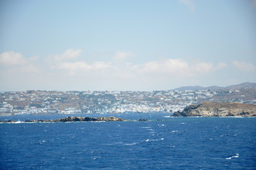 Mykonos sea and city view