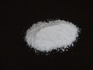 White Powder,White Alum Powder, Fitakri Powder on Wooden Background, Alum, Fitkari, Healthcare Products