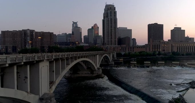Minneapolis Aerial View at dusk - 4K+