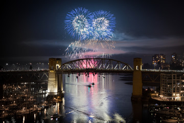 The fireworks display from the Celebration of Light in Vancouver's English Bay.