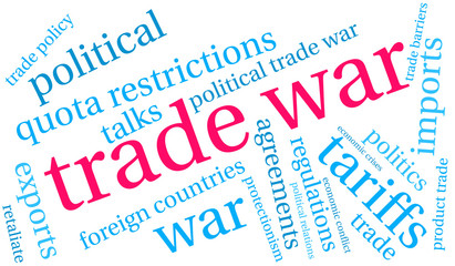 Trade War Word Cloud on a white background. 