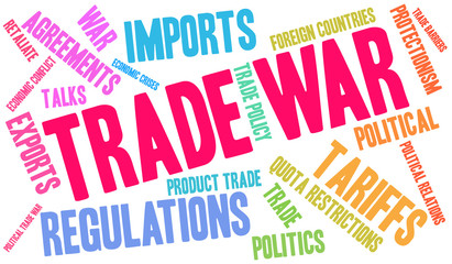Trade War Word Cloud on a white background. 