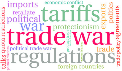 Trade War Word Cloud on a white background. 