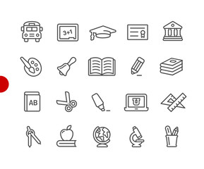 Fototapeta premium Education Icons // Red Point Series - Vector line icons for your digital or print projects.