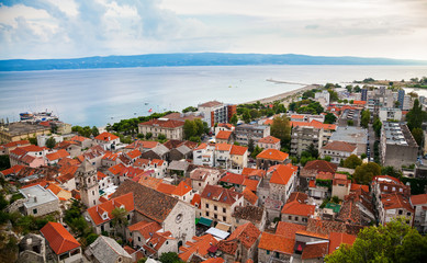Fototapeta premium Omis old town and residential houses