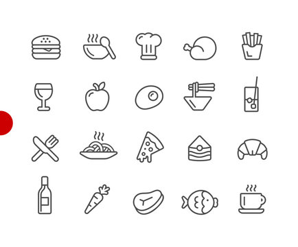 Food Icons - Set 1 of 2 // Red Point Series - Vector line icons for your digital or print projects.