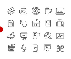 Multimedia Icons // Red Point Series - Vector line icons for your digital or print projects.