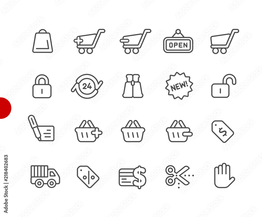 Poster shopping icons // red point series - vector line icons for your digital or print projects.