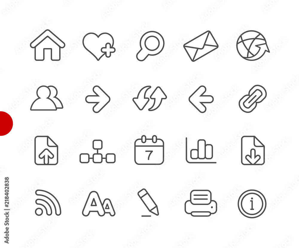Fototapete web navigation icons // red point series - vector line icons for your digital or print projects.