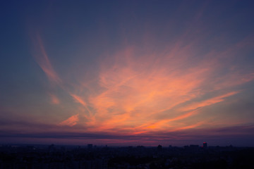 Obraz premium Sunset over the city. russia Kazan city