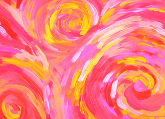 Abstract pink and red paint background with spirals