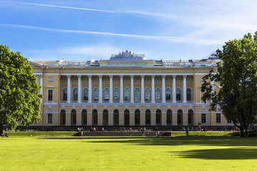 Northern facade of Michaels palace, building of the State Russian museum in St Petersburg, Russia