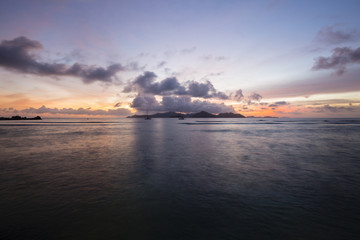 Praslin Sunset from La Digue, Seychelles