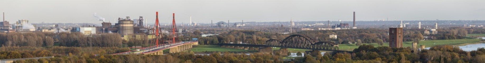 Fototapeta na wymiar Ruhr Area Industry Panorama in Duisburg, Germany