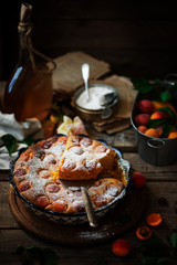 Apricot   soft  cake .Dark rustic photo