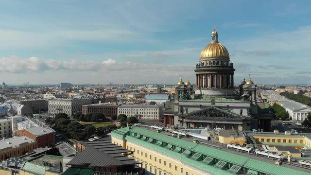 Saint-Petersburg and Isaacs cathedral aerial view at sunny summer day