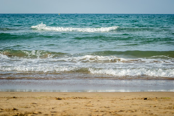 Fototapeta na wymiar Saaidia beach and waves and rocks