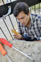 man reading meter