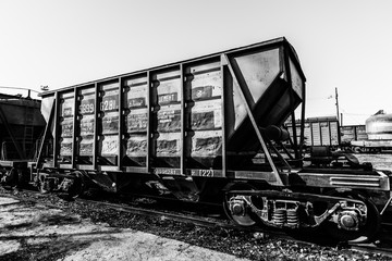 Black and white photography trains