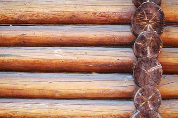 Wooden log wall texture