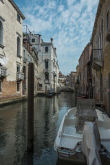 The canal in Venice. Typically canals in Venice in Italy. Famous town of the canals and gondolas.