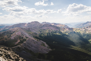 Landscape view of a mountain valley near Silverthorne, Colorado. 