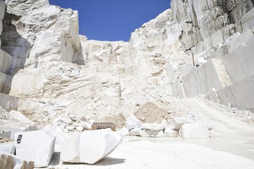 Carrara marble. Quarry on the Apuan Alps, Tuscany, Italy