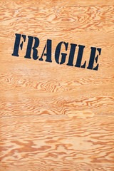 A wooden crate marked with the word 