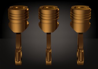 Gold pistons on a black