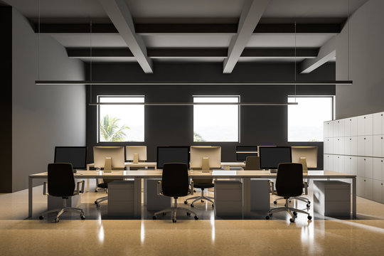 Gray Industrial style office interior