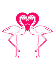 herz liebe verliebt pärchen 2 freunde team paar flamingo clipart comic cartoon vogel pink süß niedlich
