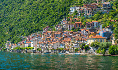 Fototapeta premium Colonno, colorful village overlooking Lake Como, Lombardy, Italy.