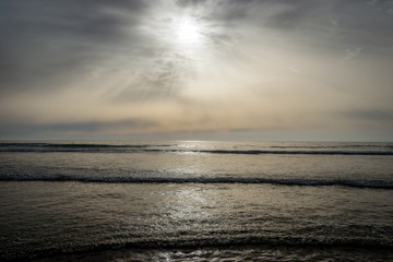 Tangier beach and waves and rocks