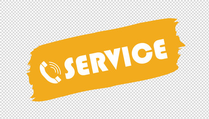 Service Telephone Brushstroke - Yellow Vector Illustration - Isolated On Transparent Background