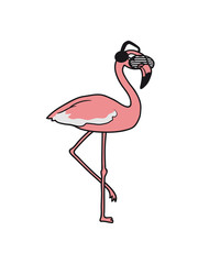 dj party feiern sonnenbrille club disko musik flamingo clipart comic cartoon vogel pink süß niedlich